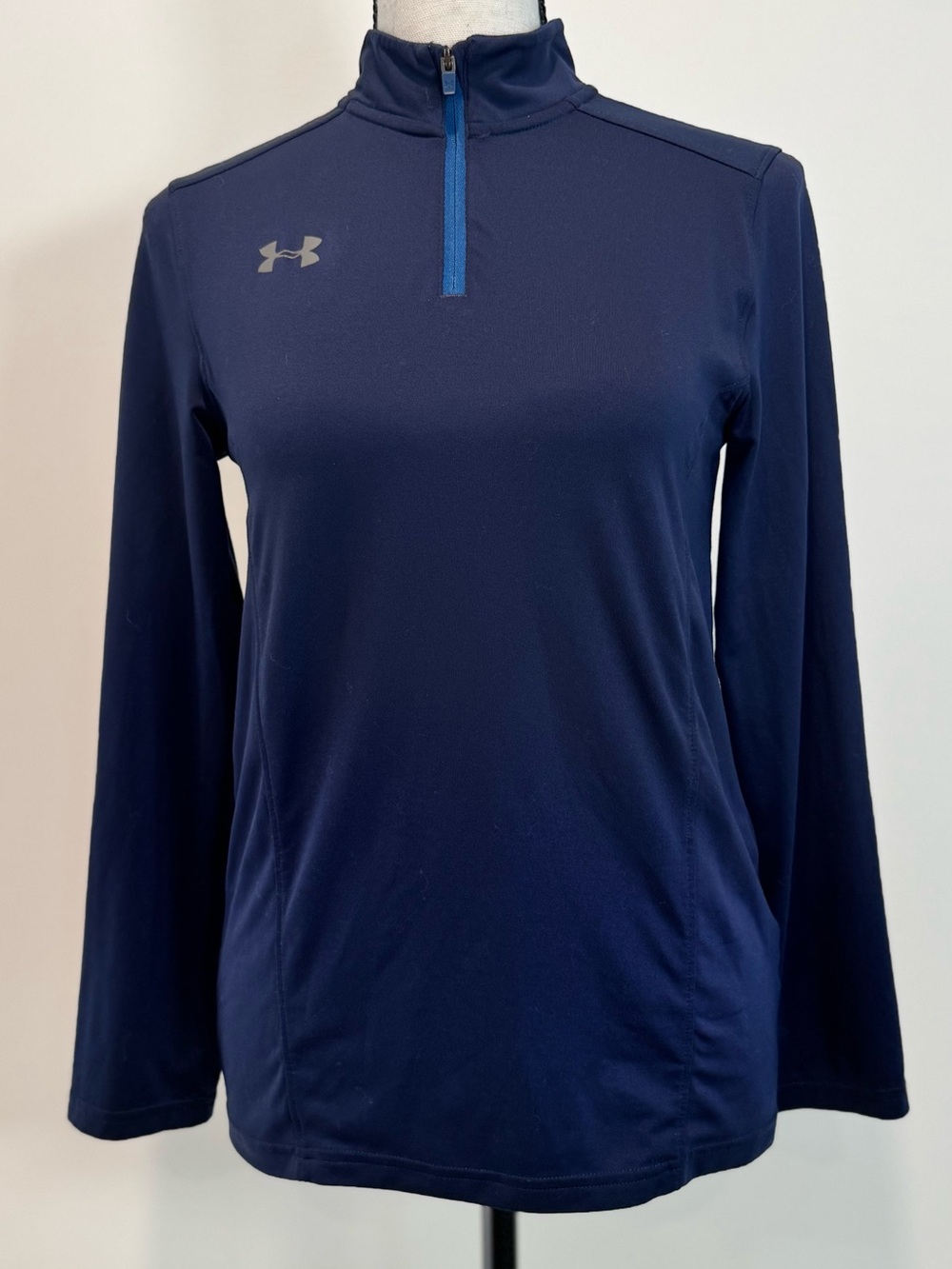 Under Armour Youth Medium Navy Quarter Zip Stretch Athletic Training Pullover